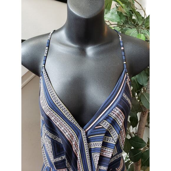 BCBGMAXAZRIA Long Maxi Dress Womens Small Multi Geo Print Pleated Drape Pocket - Picture 12 of 12